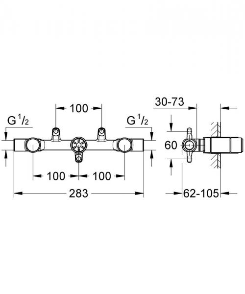 Grohe 3-huls inbygningsdel