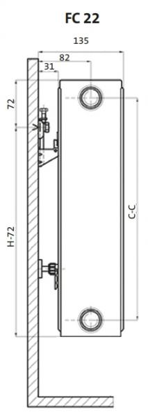 Purmo Plan Compact FC 22 radiator - H400 x 1000 mm