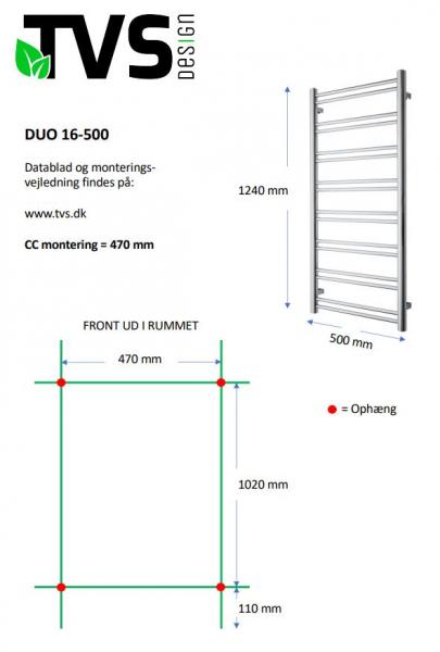 TVS DUO 16 håndklædetørrer 124x50 cm - Sort