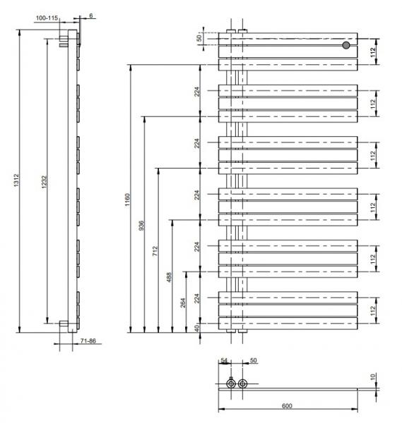 Kriss Stella håndklædetørrer - 60x131 cm - Mat sort