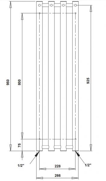 Strømberg Regus håndklædetørrer til kombidrift - 26,6x95 cm - Krom