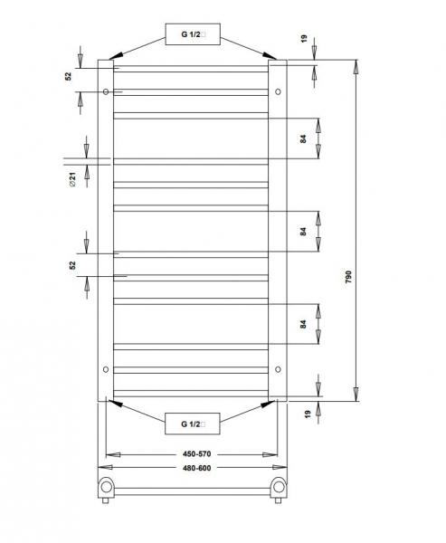 Strømberg Fabero håndklædetørrer t/fjernvarme - 48x79 cm - Hvid