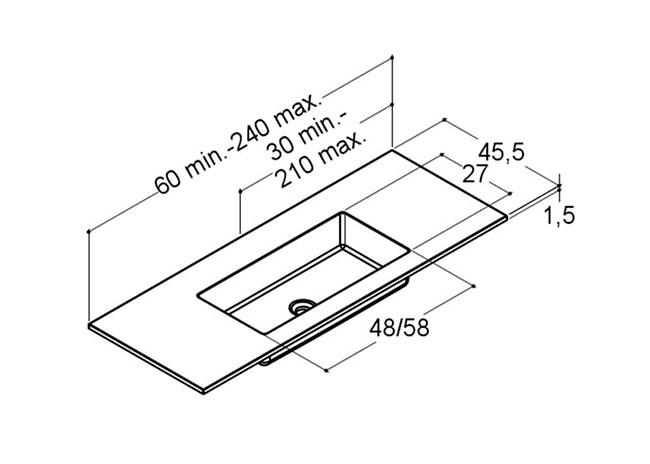 Dansani YOU Vask Minore specialmål B200-219 cm D45,5 hvid mat