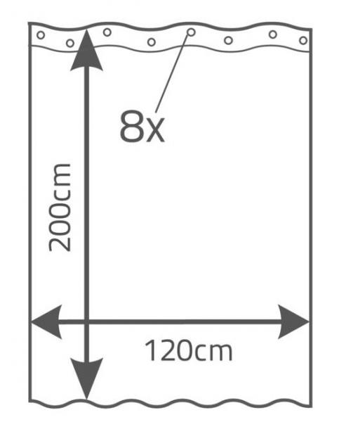 RIDDER Vinyl badeforhæng - 120 x 200 cm - Cristal