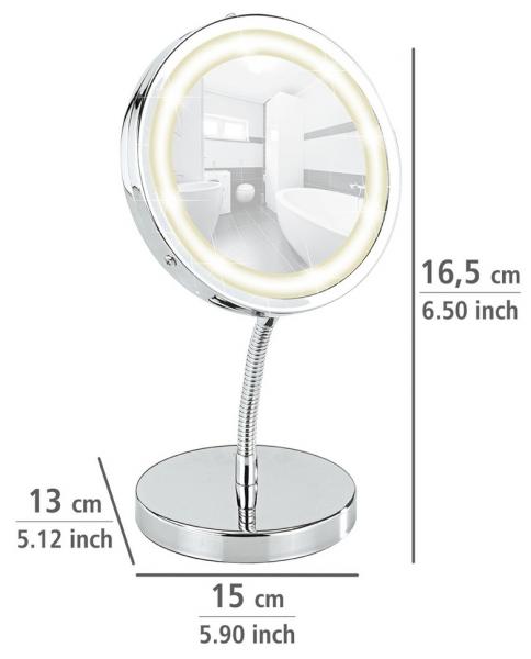 Wenko Brolo kosmetikspejl til bord - Vendbar m/LED og 3x forstørrelse