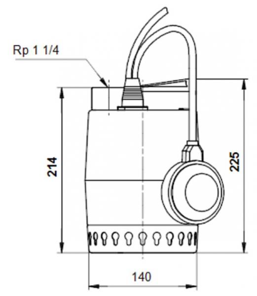 Grundfos kælderpumpe KP250 A - 10 meter ledning