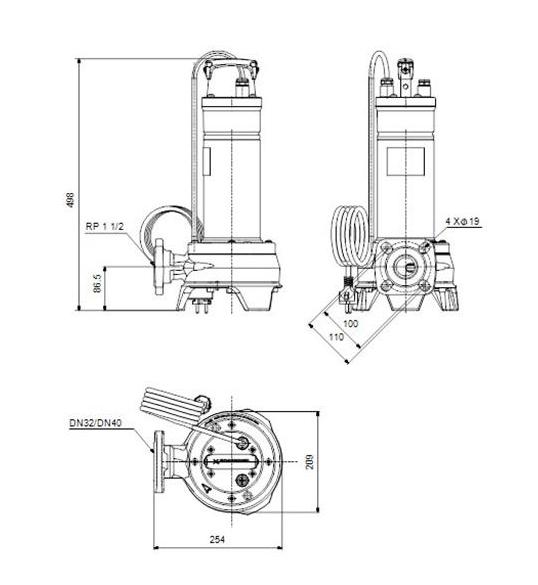 Grundfos Unilift APG afløbspumpe 40.10.1 type E/F