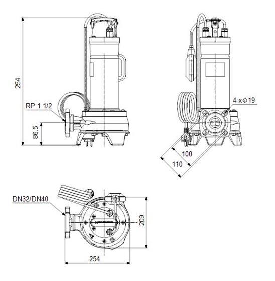 Grundfos Unilift APG afløbspumpe 40.10.A1 type E/F