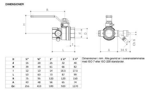 Kuglehane m/aftap - 1/2"