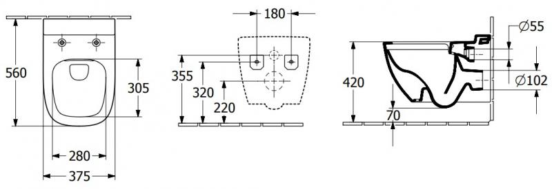 Villeroy & Boch Antheus Rimless væghængt toilet m/Ceramic+ - Hvid