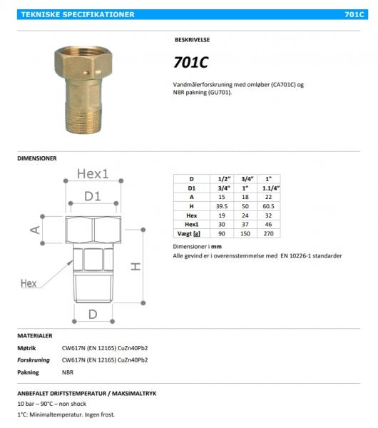 Vandmålerforskruning - 1" x 1.1/4"