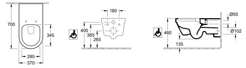 Villeroy & Boch ViCare Rimless væghængt toilet - Hvid