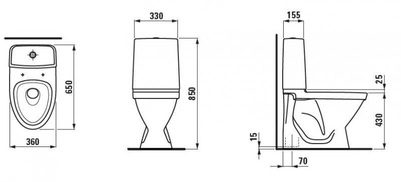 Laufen Rigo rimless toilet m/skjult S-lås