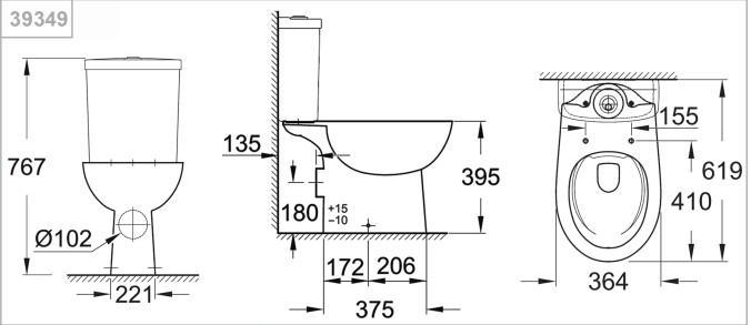 Grohe Bau Ceramic WC fritstående P-vandlås