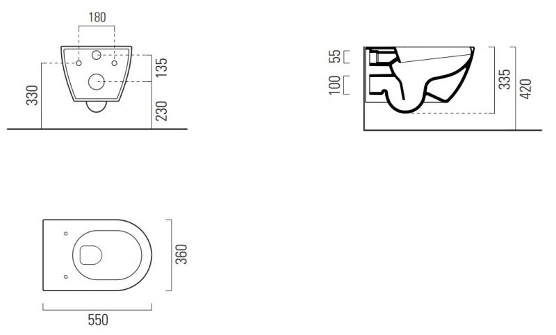 GSI Pura 55 væghængt toilet m/Extraglaze+