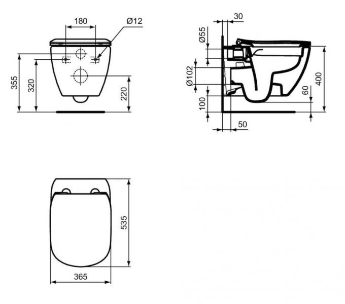 Ideal Standard Tesi Rimless+ væghængt toilet inkl/sæde m. softclose