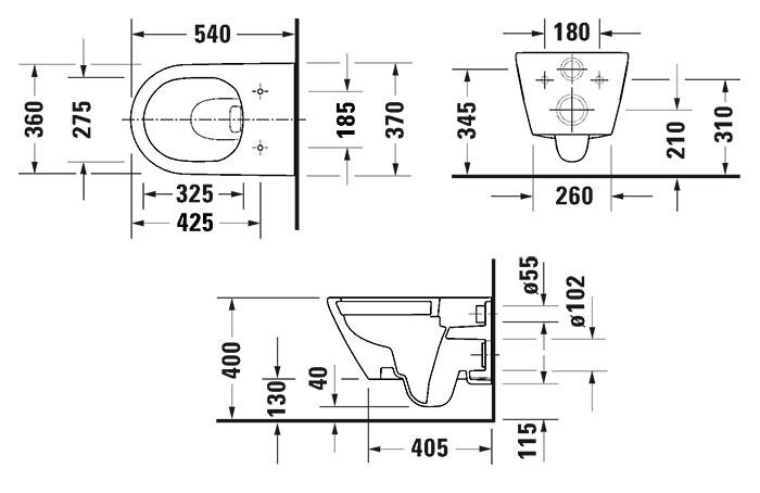 Duravit D-Neo væghængt toilet rimless inkl. sæde m/SoftClose og QuickRelease