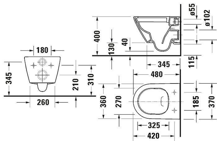 Duravit D-Neo kompakt væghængt toilet m/sæde med SoftClose