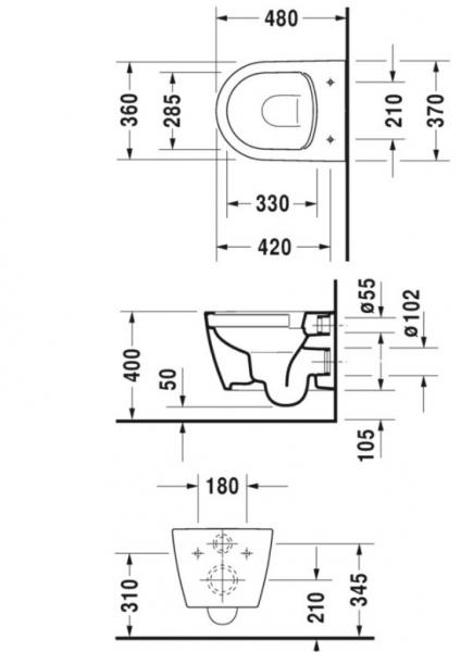 Duravit Me by Starck Compact Rimless væghængt toilet inkl sæde m/softclose