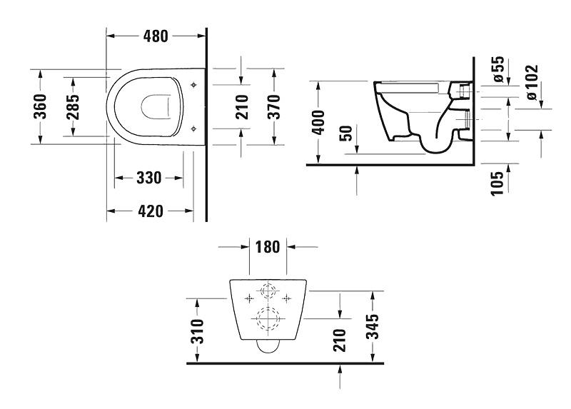 Duravit ME by Starck Compact v&aelig;gh&aelig;ngt toilet inkl. s&aelig;de og DuraShield