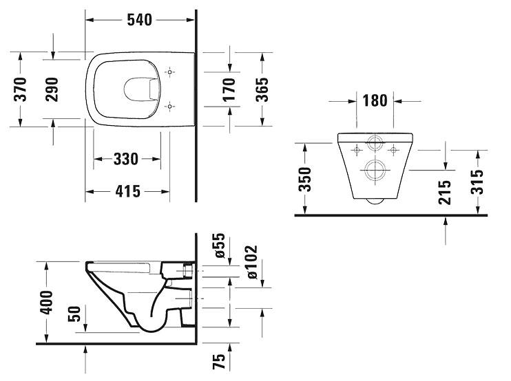 Duravit DuraStyle Rimless væghængt toilet m/wondergliss