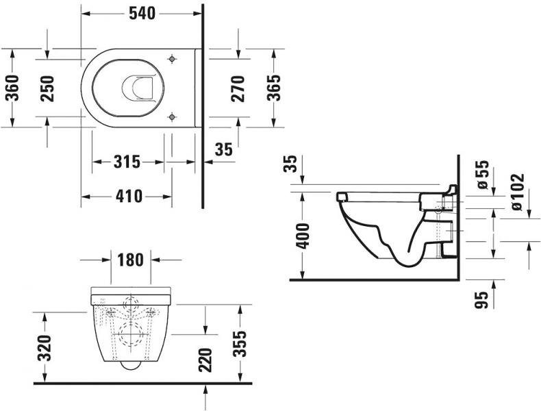 Duravit Starck 3 Rimless væghængt toilet m/wondergliss