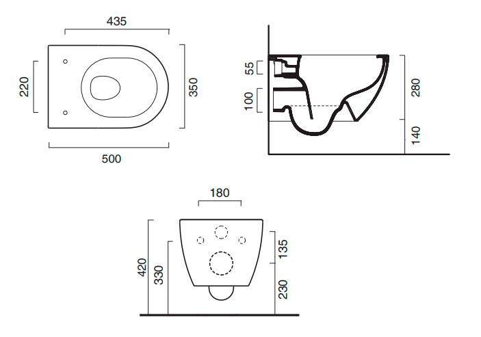 Catalano Sfera 50 kompakt væghængt toilet m/Newflush, rimless og Cataglaze+