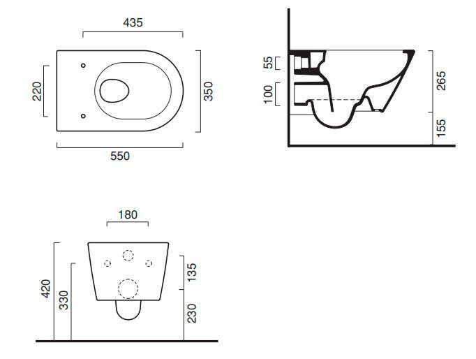 Catalano Zero 55 væghængt toilet m/Newflush, rimless og Cataglaze+