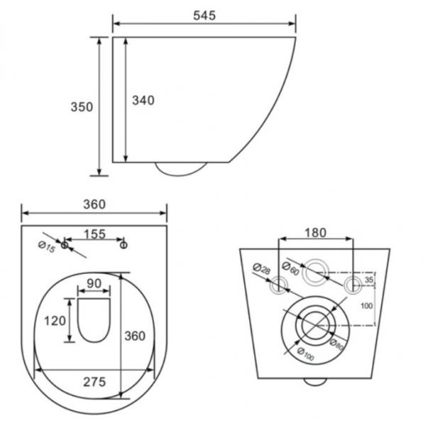 Lavabo Studio RIMless væghængt toilet inkl sæde m/softclose - Hvid