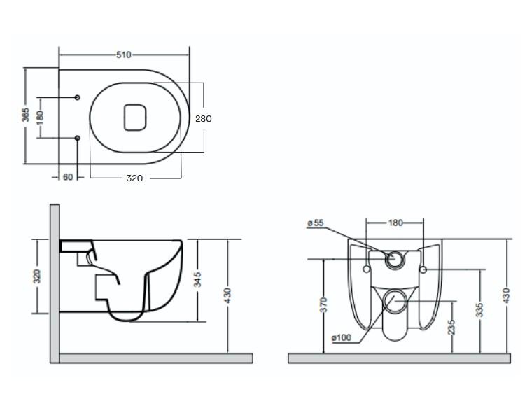 Lavabo Glomp rimless v&aelig;gh&aelig;ngt toilet inkl. s&aelig;de - Hvid