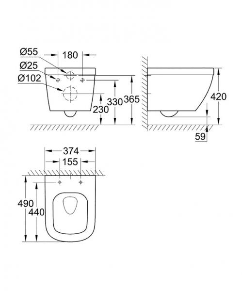 Grohe Euro kompakt væghængt toilet m/ rimless