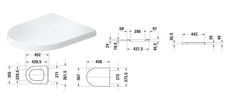 Duravit Balcoon toilets&aelig;de m/SoftClose og QuickRelease - Ler Terra