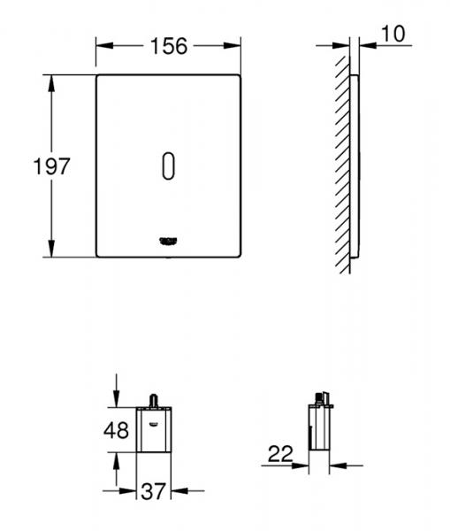 Grohe Tectron Bau E betjeningsplade m/batteri - Mat sort