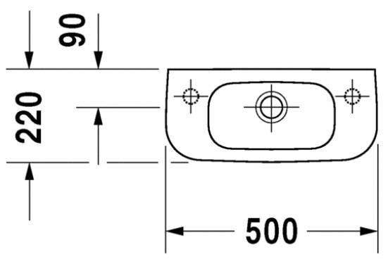 Duravit D-Code 50 håndvask t/væg - Højre