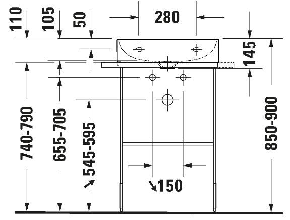 Duravit DuraSquare 50 stativ til håndvask - Gulvstående - Krom