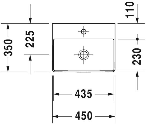 Outlet - Duravit DuraSquare håndvask - 45 cm med slebet underkant