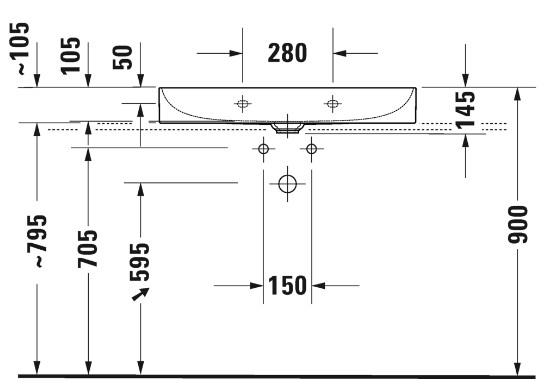 Duravit DuraSquare 80 møbelvask - Uden hanehul