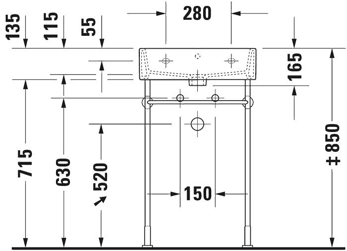 Duravit Vero 50 gulvstående metalstativ til håndvask - Krom