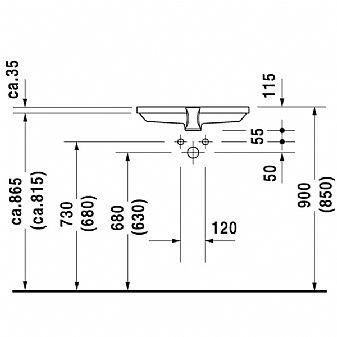 Duravit 2nd floor 53 håndvask t/underlimning - Uden hanehul