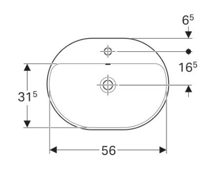 Geberit Variform 60 ellipse håndvask m/bagkant t/nedfældning - 1 hanehul