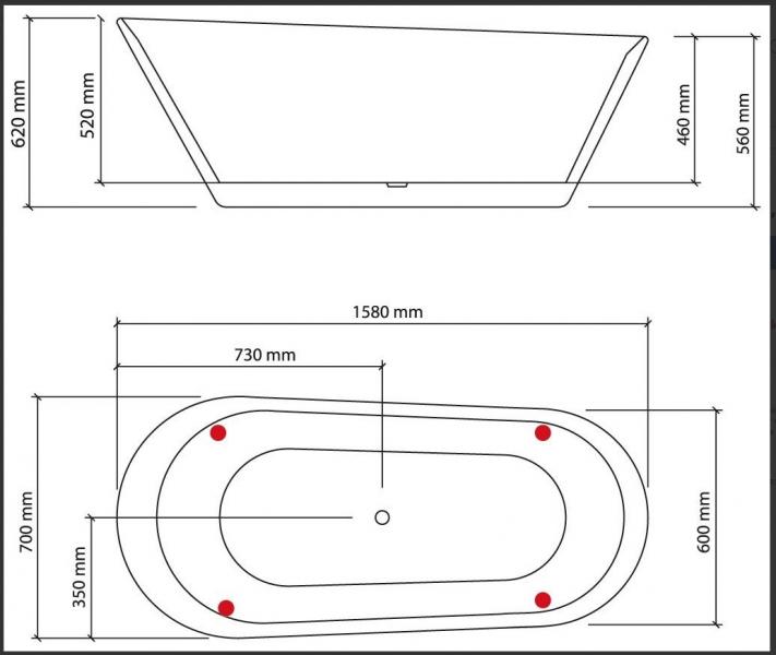 Royal Lecia fritstående badekar - 158x60