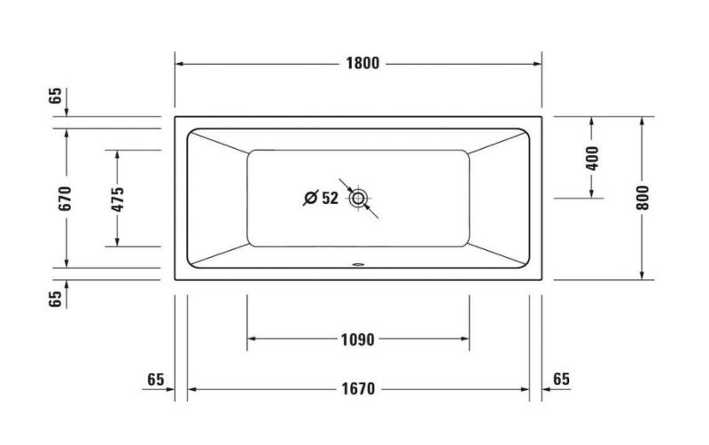 Duravit No.1 badekar t/indbygning - 180 x 80 - 2 ryglæn