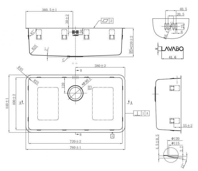 Lavabo Venus 720 køkkenvask i rustfrit stål Lavabo Venus 720 køkkenvask i rustfrit stål