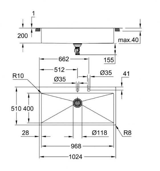 Grohe K800 køkkenvask i rustfrit stål 96 cm