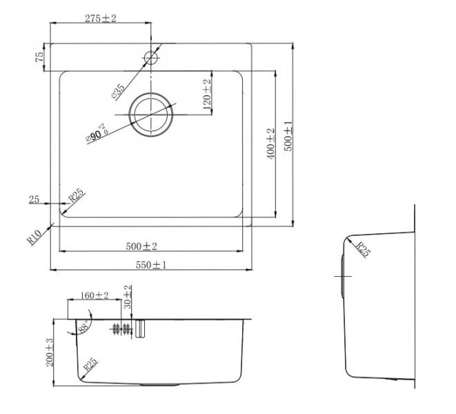 Lavabo LA 550 k&oslash;kkenvask - Messing PVD