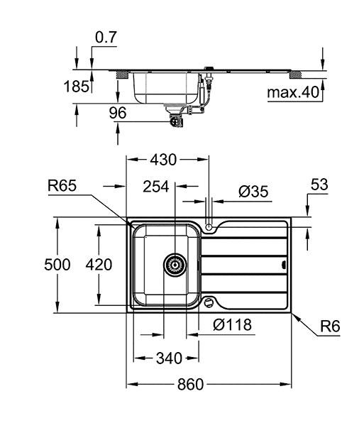 Grohe K500 køkkenvask inkl. Minta køkkenarmatur