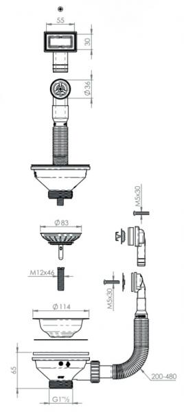 Lavabo universal bundventil til køkkenvask - Kobber