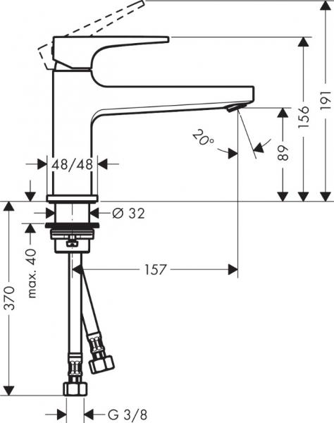 Hansgrohe Metropol 100 håndvaskarmatur m/lang tud - Krom