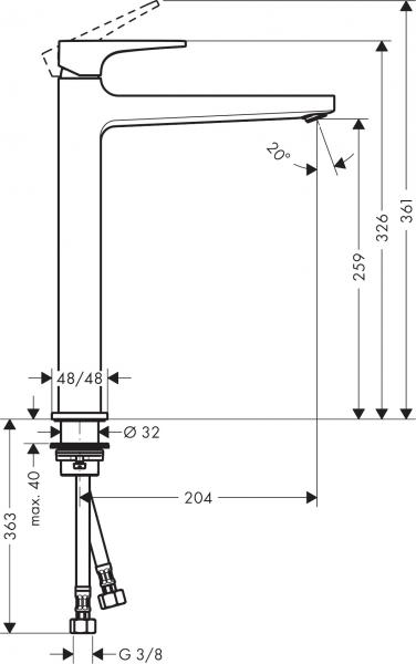 Hansgrohe Metropol 260 handvaskarmatur m/bundventil - Krom