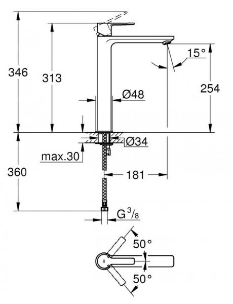 Grohe Lineare New armatur til bowlevask - Børstet hard graphite